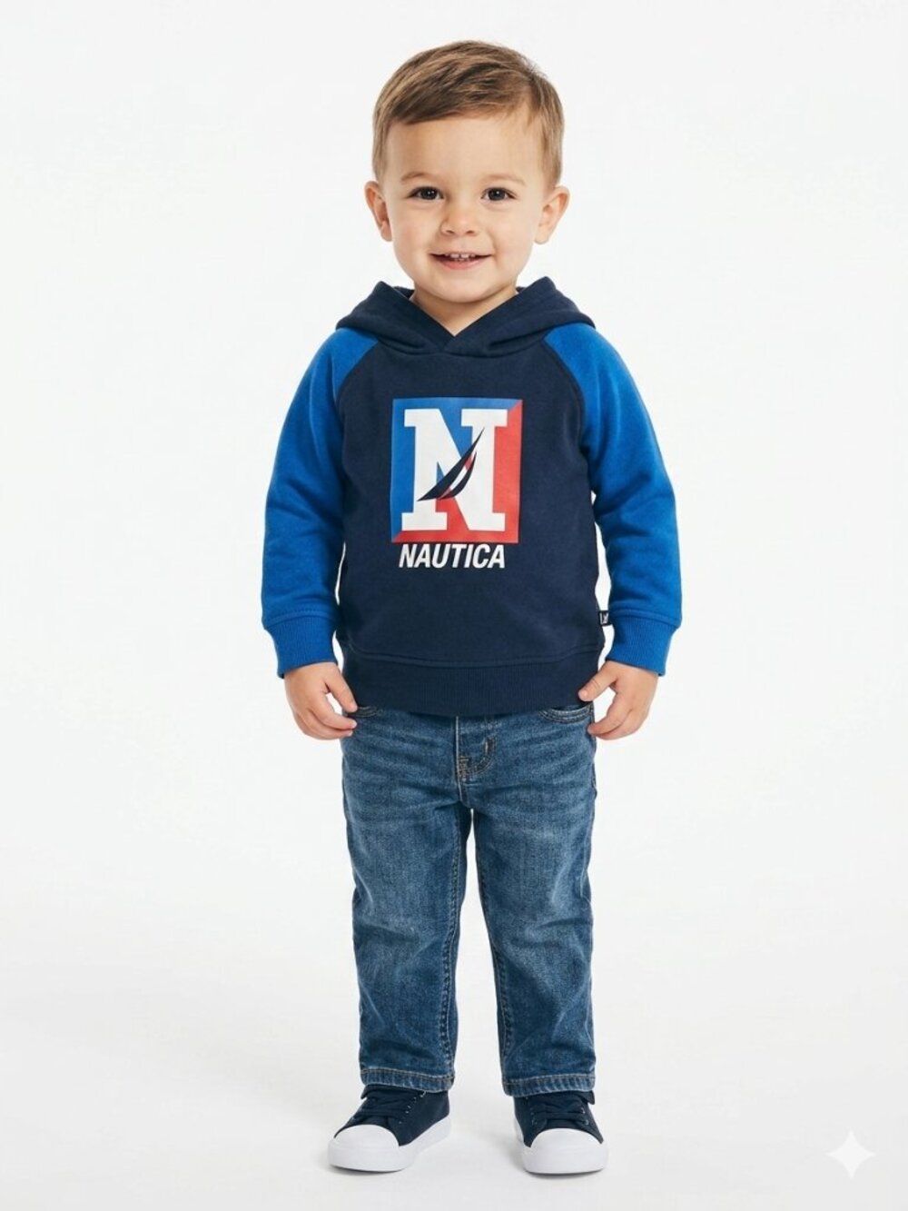 NAUTICA BRAND Little Boy's Navy / Red / White Pullover Hoodie -  18 months